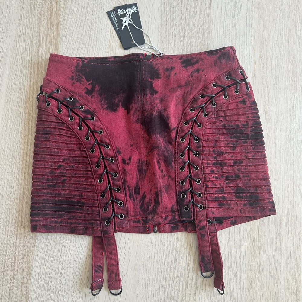 Darker wave red tie dye skirt